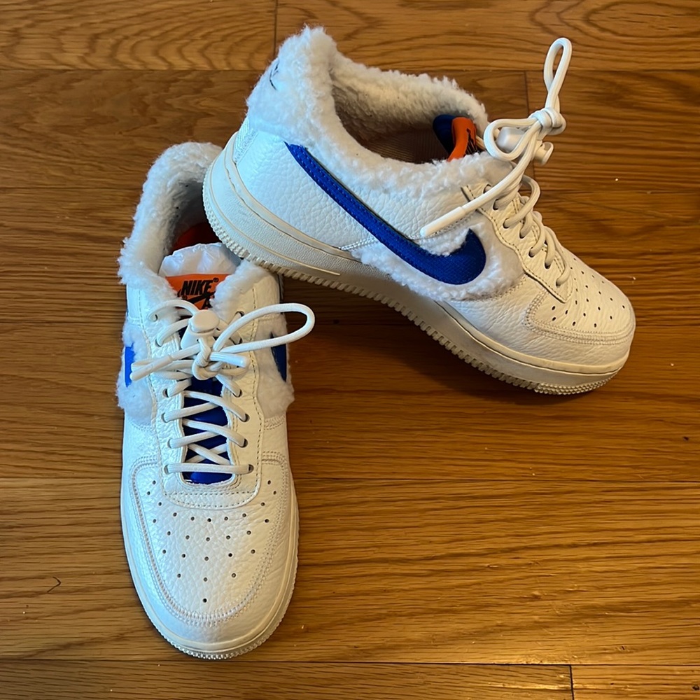 Nike AF1 white/bleu/furry US 7.5 lightly worn